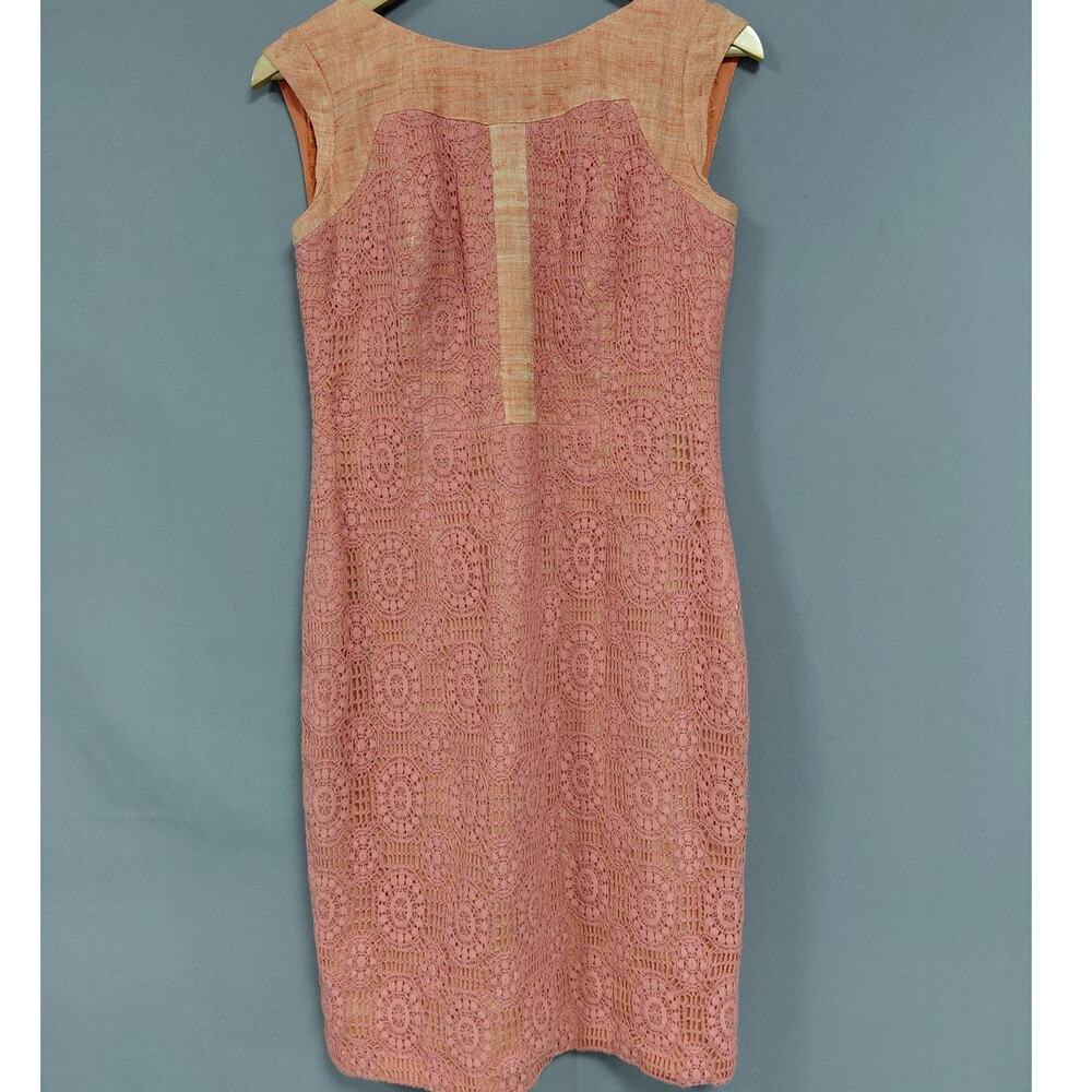 Kay Unger New York Lace Dress Pink Solid Sleeveless Knee Length Women Size 6